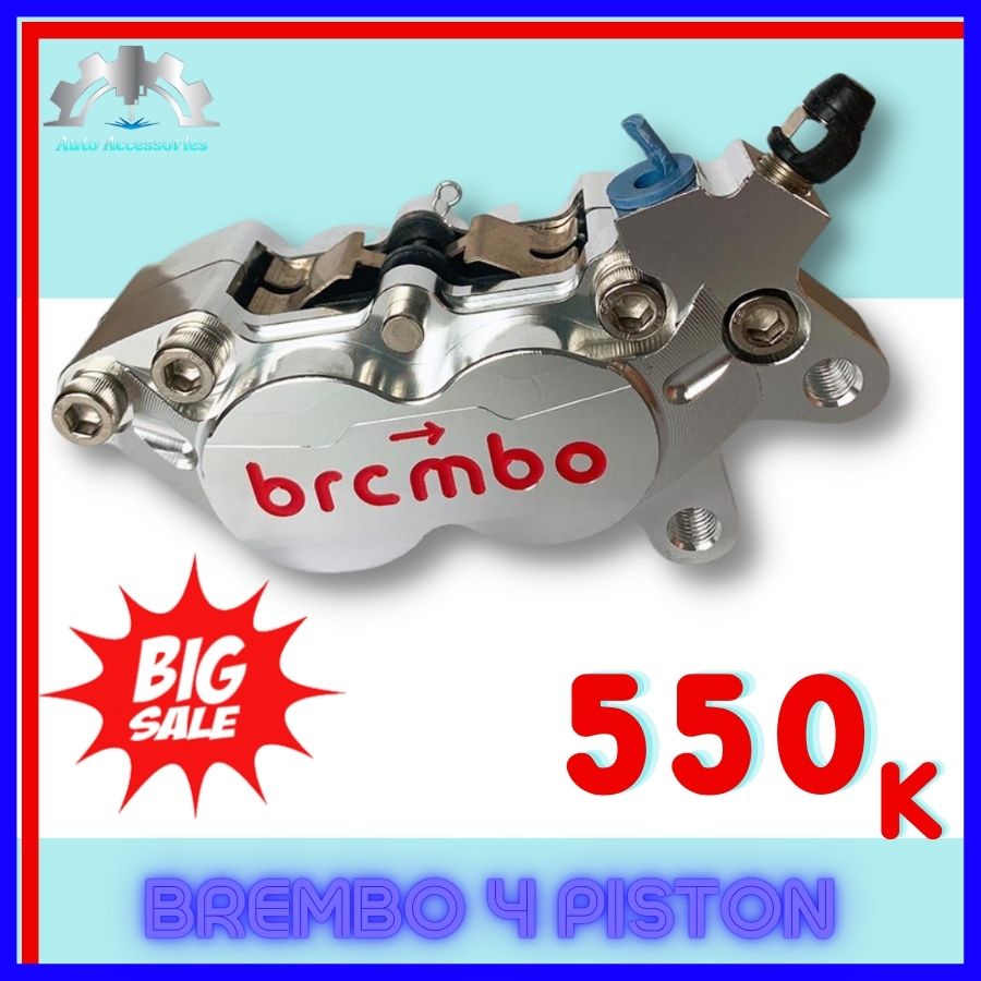 Heo dầu BRCMBE 4piston, Có Pát CNC cả Trước và Sau cho tất cả các dòng xe, size đĩa Zin, 220mm, 245mm, 260mm, 290mm
