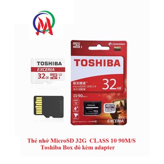 Thẻ nhớ MicroSD 32G CLASS 10 90M/S Toshiba Box đỏ kèm adapter