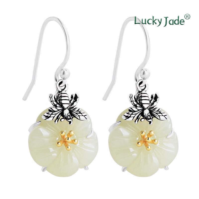 Bông Tai Mạ Bạc 925 Hình Ong Và Hoa Trà Thời Trang Cho Nữ