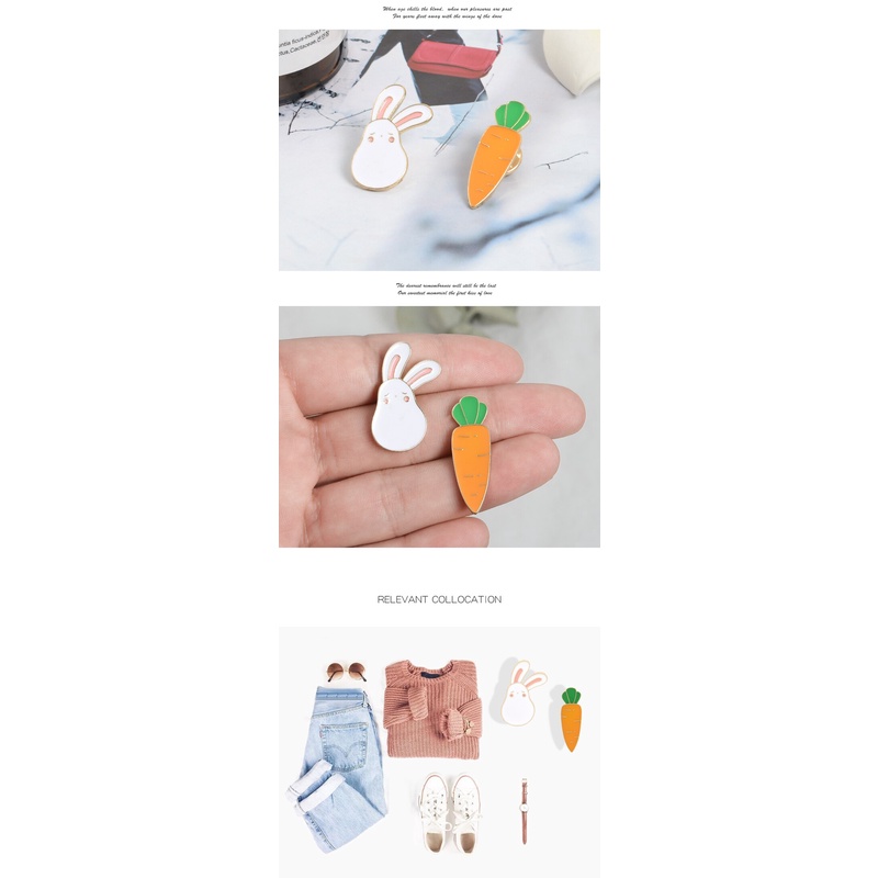 Ghim cài áo hình thỏ cà rốt dễ thương xinh xắn