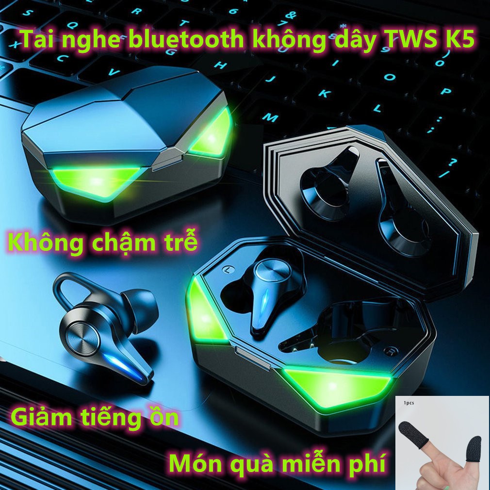 Tai nghe bluetooth không dây TWS K5 / chuyên game / kết nối bluetooth hifi 9D / không độ trễ, giảm tiếng ồn / chống nước Ipx5 / đèn led siêu chói