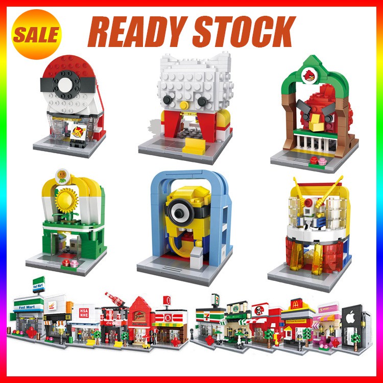 Lego Sembo Compatible Building Blocks Mini Street Hello Kitty/Pokémon/Minions/Gundam Educational Toys