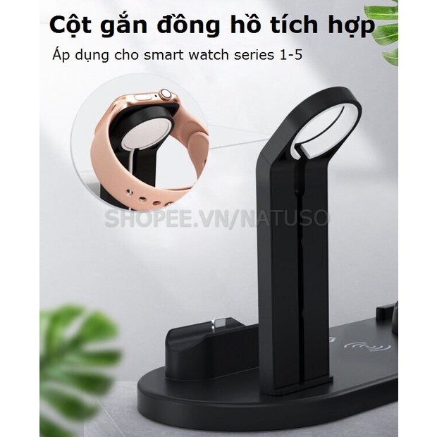 Đế Sạc Không Dây 3 Trong 1 Sạc Nhanh Iphone Android Type C Tương Thích Các Dòng Điện Thoại Tai Nghe Bluetooth