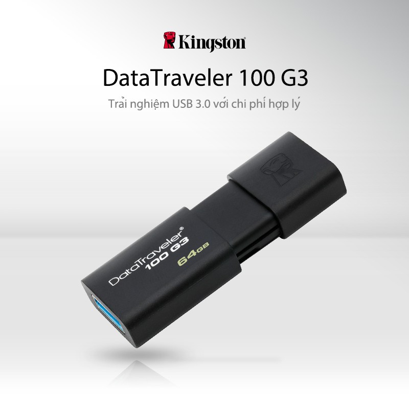 USB Kingston DT100G3 128Gb nắp trượt tốc độ tới 100MB/s - Hàng chính hãng