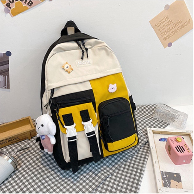Balo ulzzang nam nữ đi học chống thấm phối màu BAG U AJO25