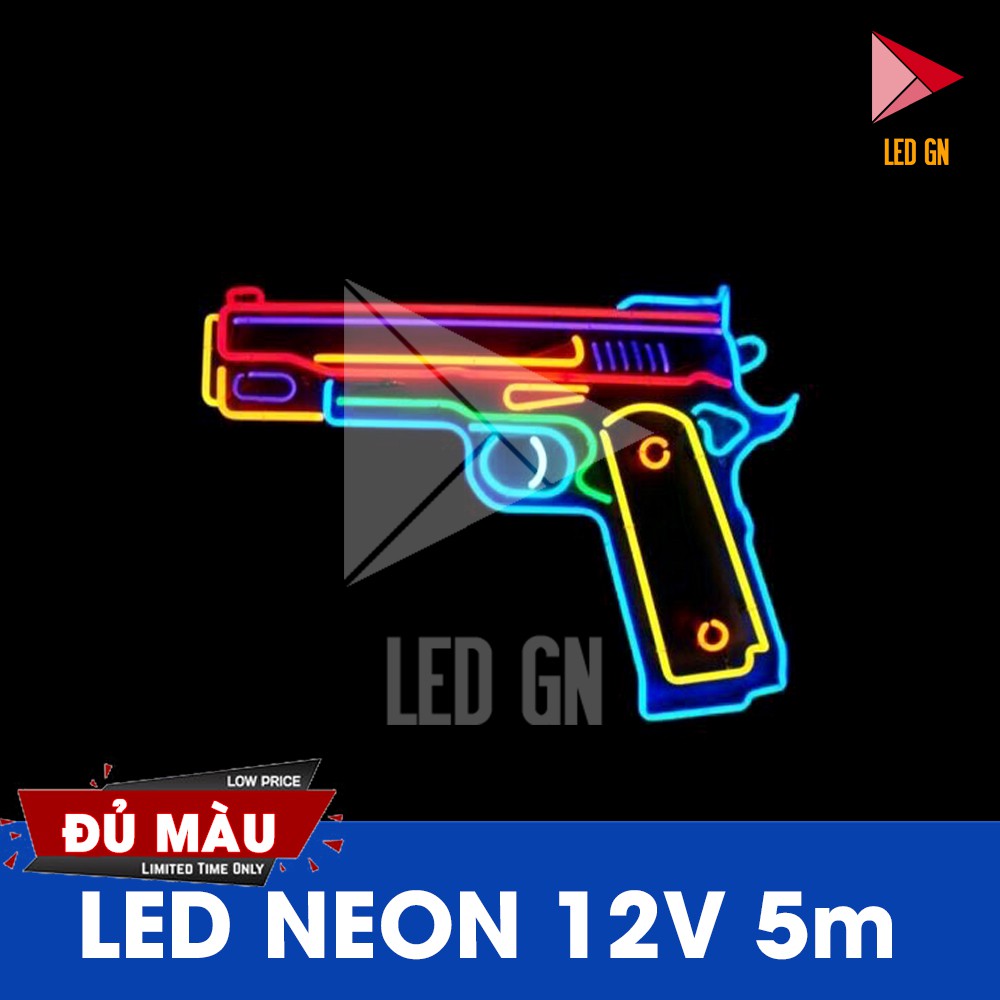 LED Dây Neon Dẻo 12V 5m - Đủ 8 Màu