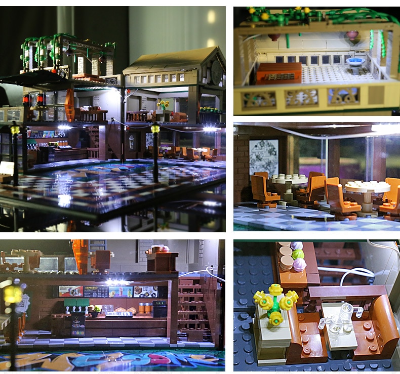 Đồ chơi Lắp ráp Mô hình Street View Sembo 601093 The Led Lighting Cafe Corner Compatible 10182