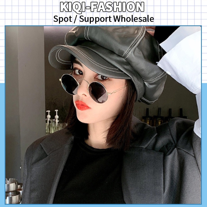 (KIQI-FASHION) COD Kính Mát Gọng Tròn Kim Loại Chống Tia Uv400 Thời Trang