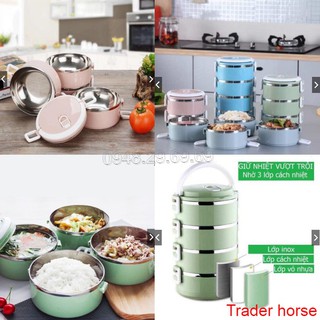 Hộp Đựng Cơm giữ nhiệt 3 lớp cao cấp - loại 4 tầng