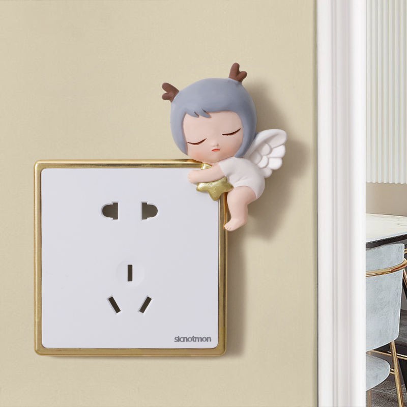 Angel Love Wish Switch Sticker Creative Light Switch Bảo vệ Bìa dán tường Hình dán trang trí 3D Bảng điều khiển ổ cắm