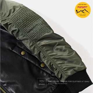 Áo khoác nam Bomber phối da PU cao cấp
