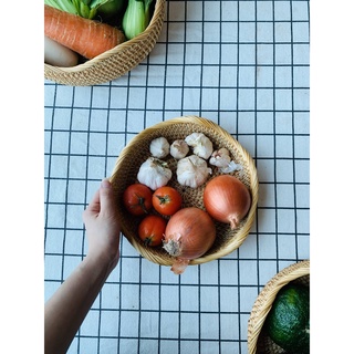 Bộ 3 rổ mây đan tròn đựng rau củ quả