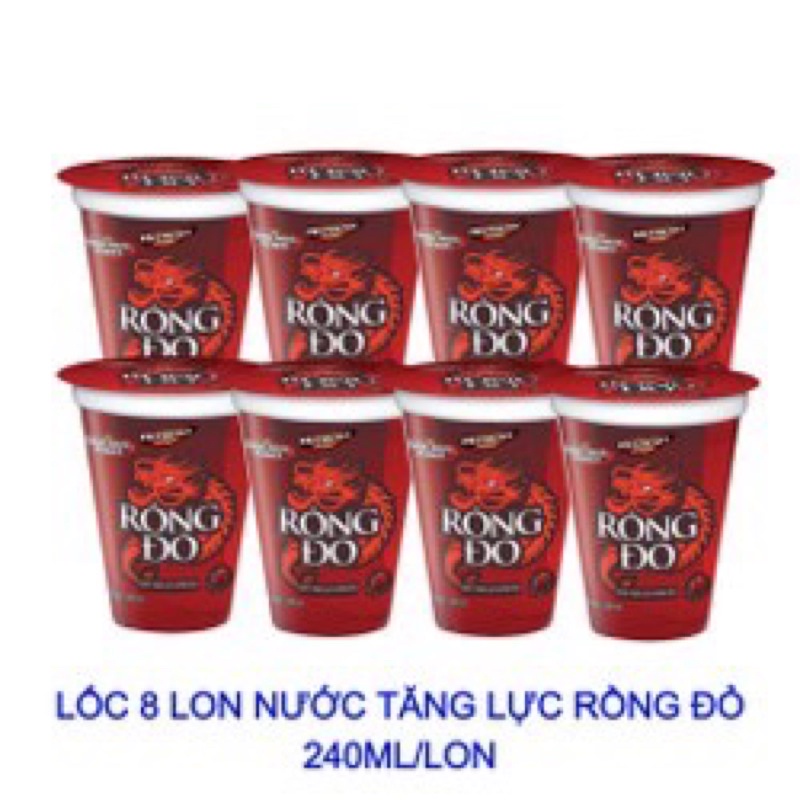 1Lốc 8 Ly Nước Tăng Lực Rồng Đỏ Hương Dâu 8x 240ml