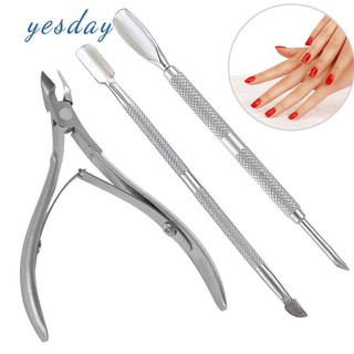 Set 3 dụng cụ làm sạch và bấm móng tay bằng inox tiện dụng