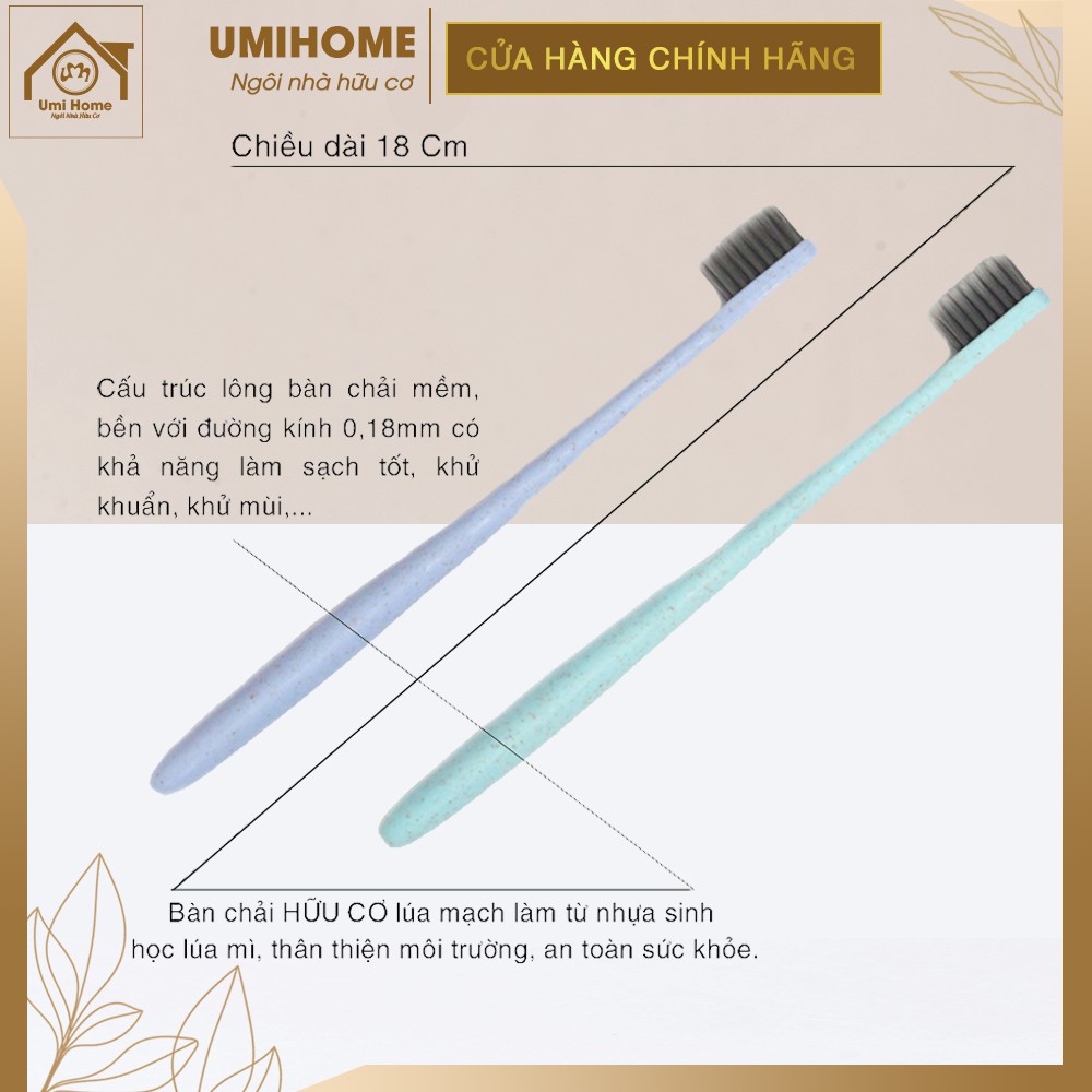 Bàn chải đánh răng lúa mạch UMIHOME lông mền mịn dài 18cm