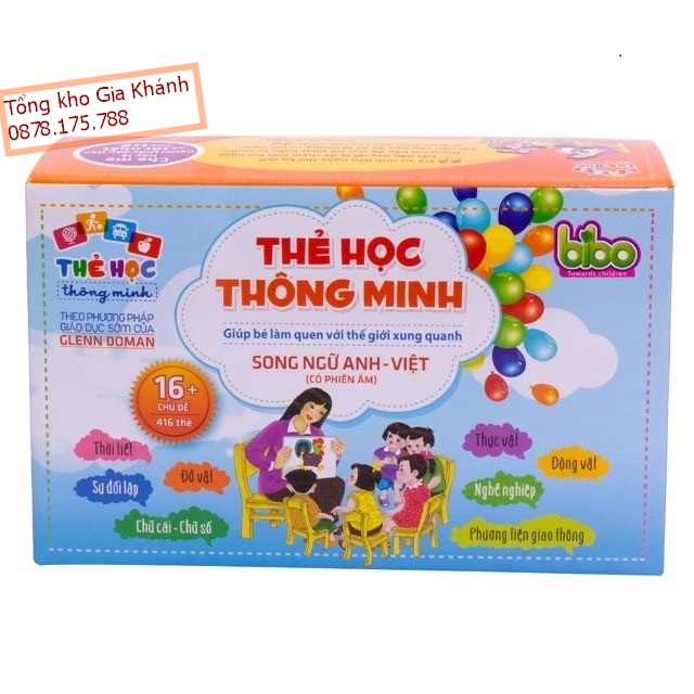 Bộ Thẻ Học Thông Minh 16 Chủ Đề, Thẻ Học Song Ngữ Cho Bé (416 Thẻ)