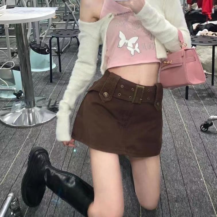 Chân Váy Denim Chữ A Lưng Cao Màu Nâu Phong Cách Âu Mỹ Thời Trang Mùa Hè Hàng Mới Dành Cho Bạn Nữ