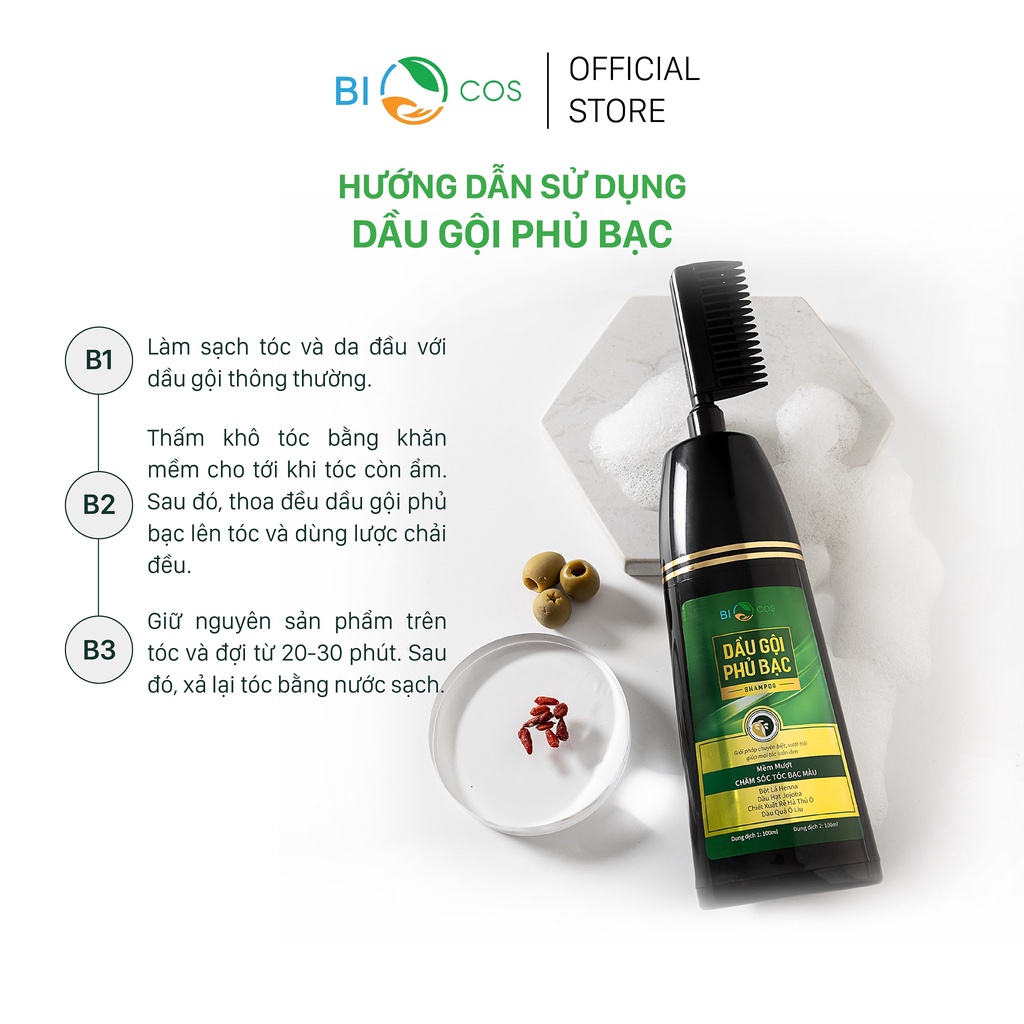 Dầu Gội Phủ Bạc Thảo Dược BIOCOS - Tóc Đen Mượt Ngay Từ Lần Gội Dầu Tiên 200ml