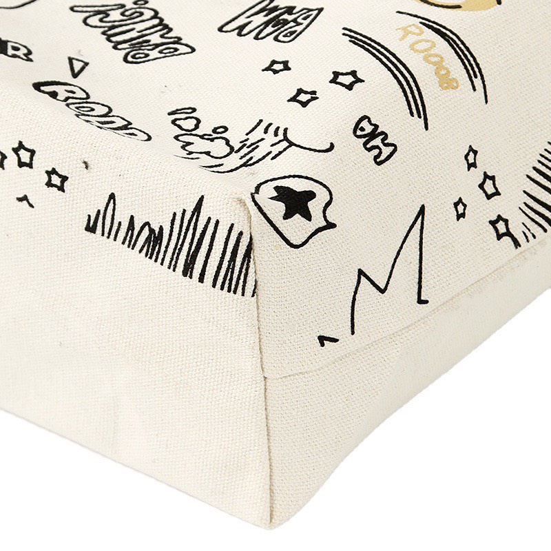 Túi tote HAZIN vải canvas phối quai đen ulzzang unisex đi học đi làm có khoá miệng ngăn phụ nhỏ đựng vừa khổ a4