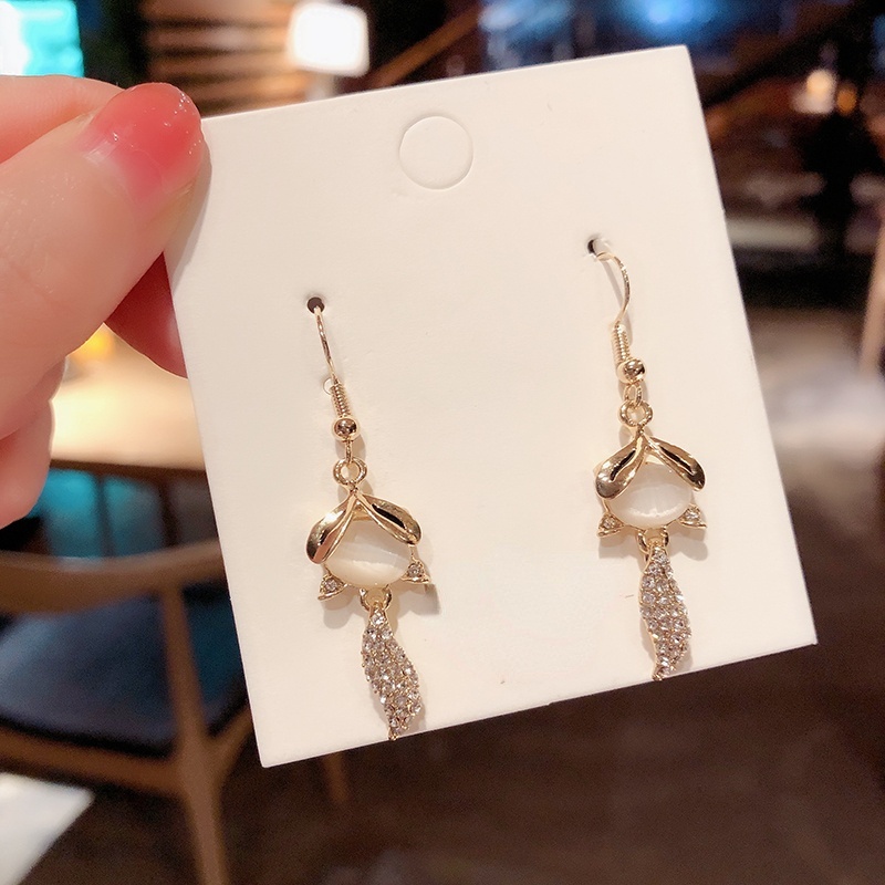 Đôi Bông Tai Hình Con Cáo Đính Đá Pha Lê Thời Trang Hàn Quốc