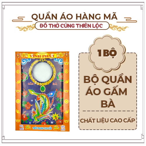 Combo Cúng Áo Gấm Ông/Bà Cao Cấp Hàng Mã Đồ Thờ Cúng Thiên Lộc - Gồm Áo Quần Nón Mắt Kính Dép Điện Thoại