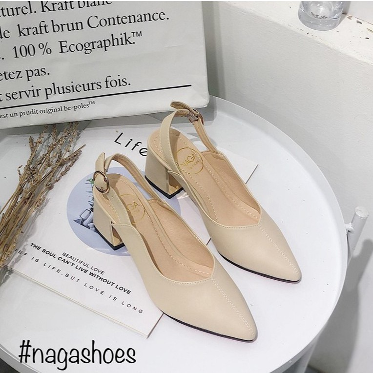 CAO GÓT NAGASHOES MŨI NHỌN PHỐI CHỈ KHÓA TRÒN 5P NAC103