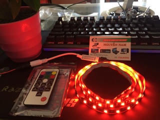 DÂY LED RGB 1M LED ĐUỔI + REMOTE TRANG TRÍ CASE PC