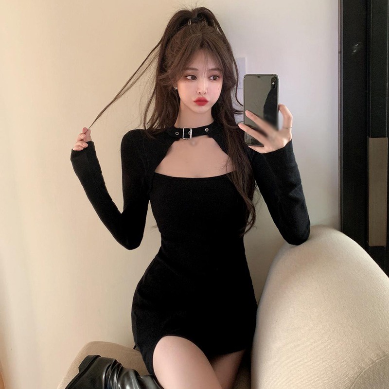 Đầm ôm dáng cổ vuông màu sắc đơn giản thời trang cho nữ