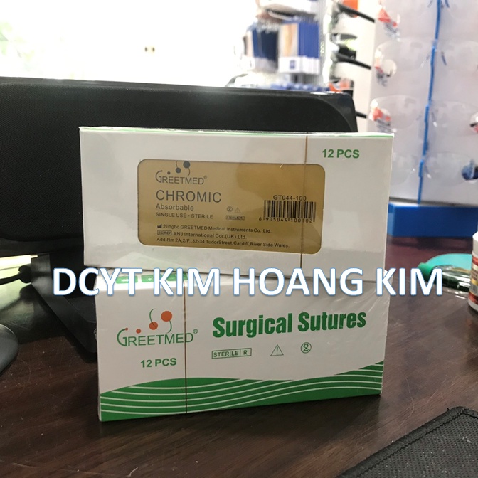 Chỉ phẫu thuật GREETMED CHROMIC tự tiêu kích thước 3/0 (Hộp 12 tép)