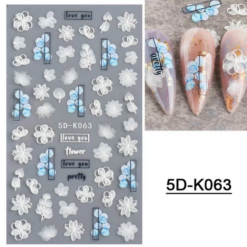 Hình dán nổi 5D trang trí móng tay, sticker 5D nail