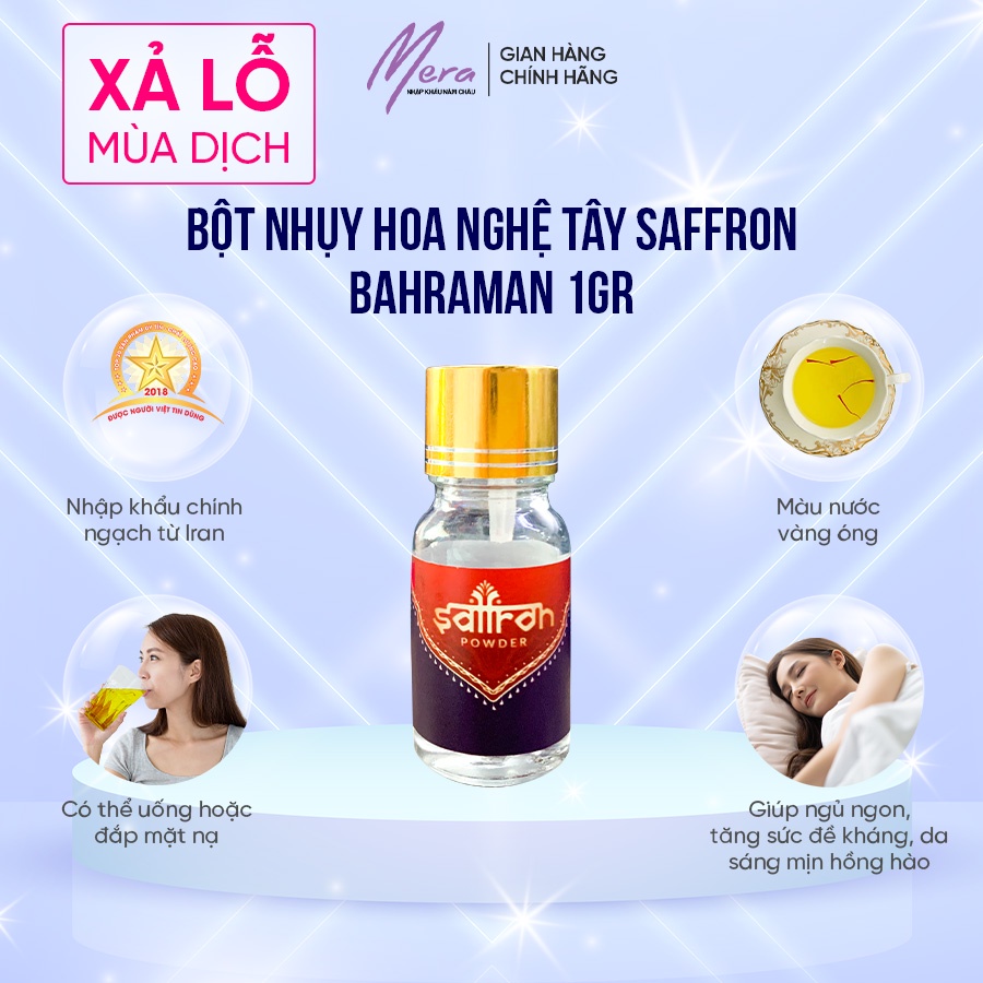 Bột Nhuỵ Hoa Nghệ Tây SAFFRON BAHRAMAN 1Gr [Date 03/2023]