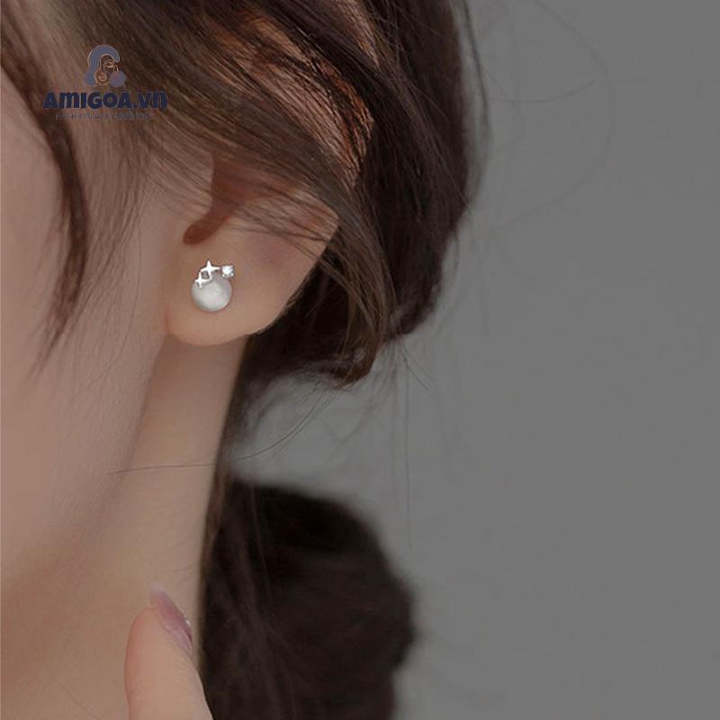 ✨✨Bông Tai Mạ Bạc 925 Hình Ngôi Sao Đính Đá Opal Đơn Giản Sang Trọng Cho Nữ
