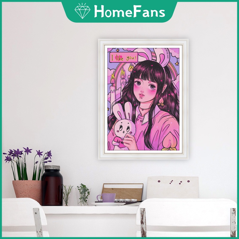 Bộ tranh đính đá tự làm 30*40CM họa tiết hoa độc đáo