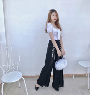 SALE Quần ống loe đan dây