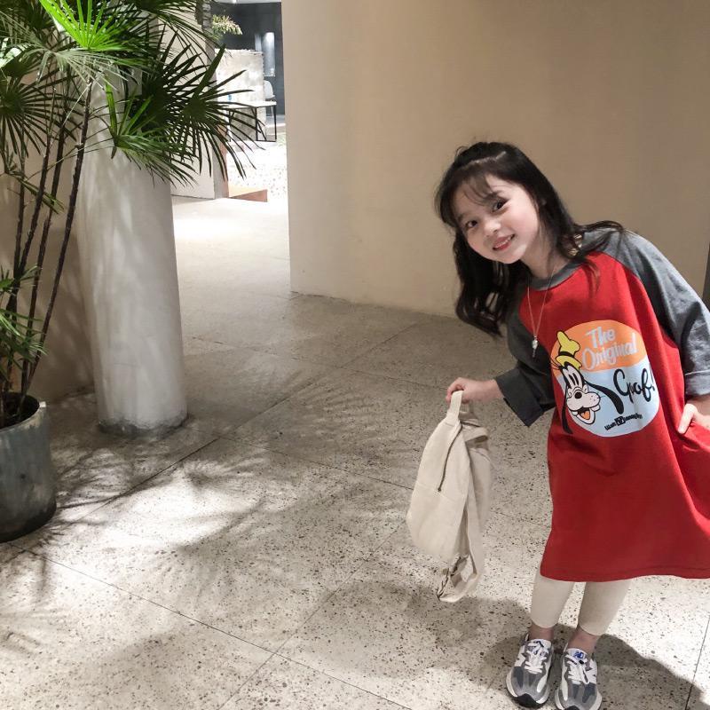 Hàng Mới Về Đầm Thun Dáng Rộng Tay Dài In Họa Tiết Hoạt Hình Phong Cách Phương Tây Thời Trang Xuân Thu Cho Bé Gái