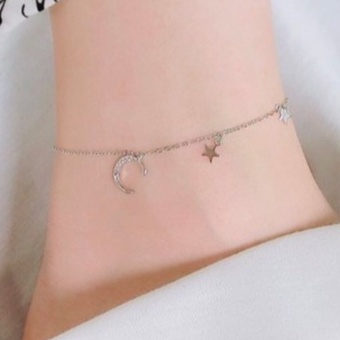 Lắc chân bạc 21 Centimeters Moon Star Trang sức bạc Tiệm bạc 21 Centimeters