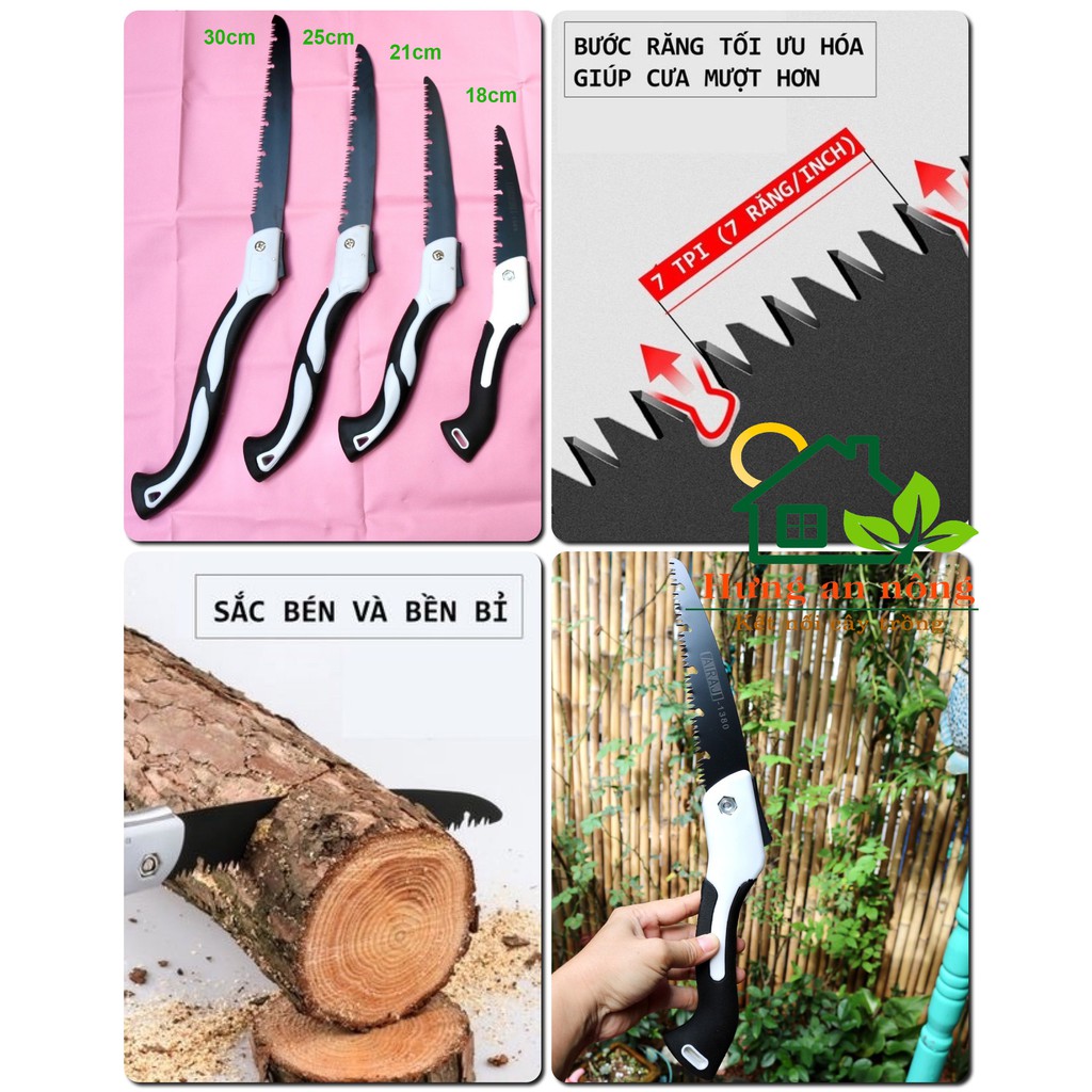 Cưa cầm tay gấp gọn lưỡi thép hợp kim SK5 bén bền không gỉ sét 4 size, lưỡi 18cm, 21cm, 25cm, 30cm