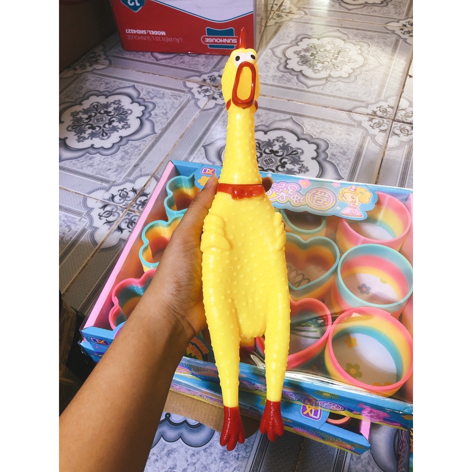 gà bóp kêu éc éc bíp bíp size lớn 17 cm  (  1 con )