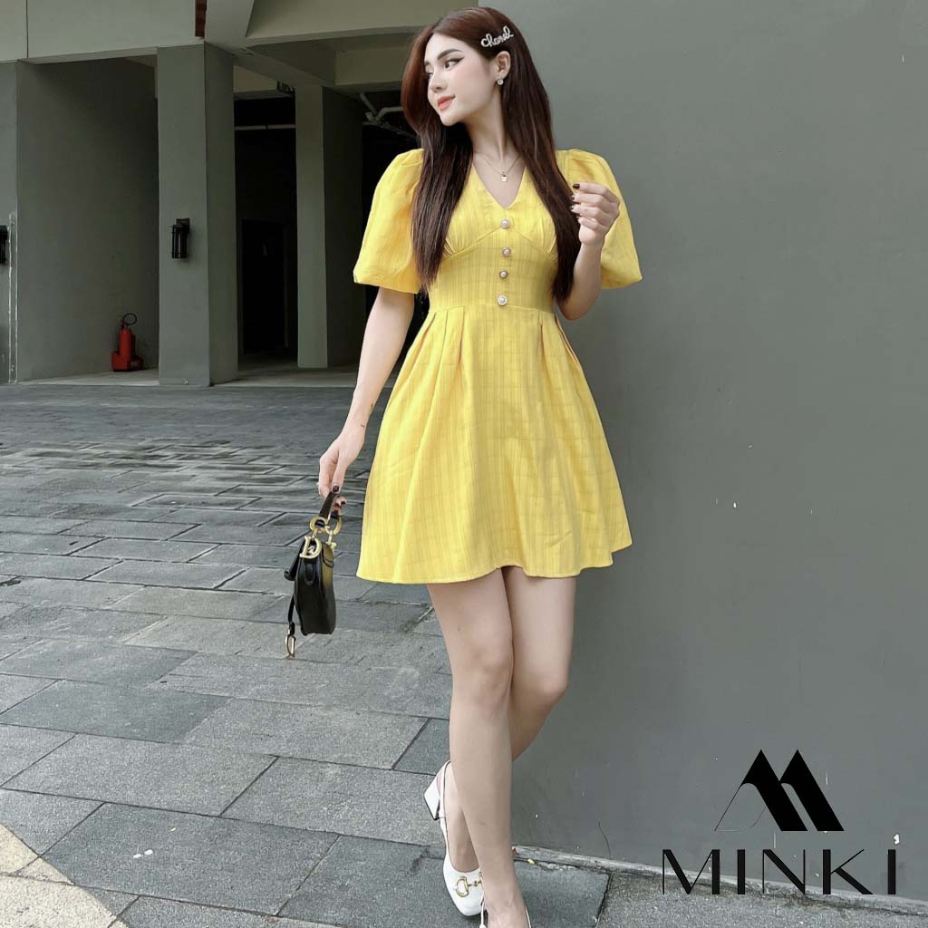 ĐẦM CÚC NGỌC TAY BỒNG - CHẤT LIỆU CAO CẤP - MÀU TRẮNG / NUDE / XANH / VÀNG