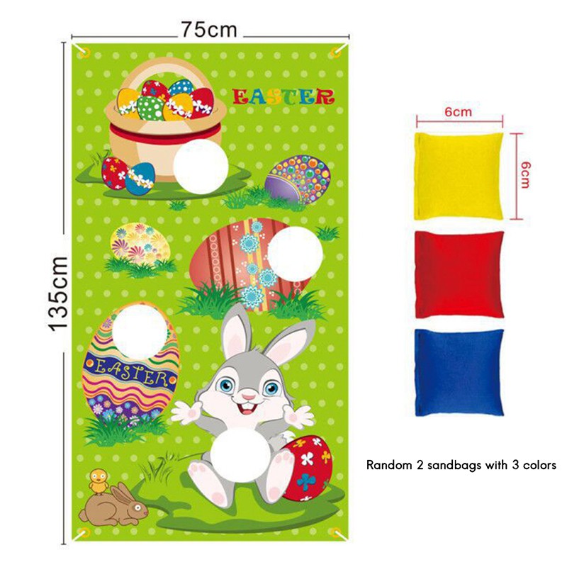 Easter Day Game with 2 Bean Bag Funny Cute Rabbit Sandbag Game Easter Flag Pitch Outdoor Indoor Party Game 1