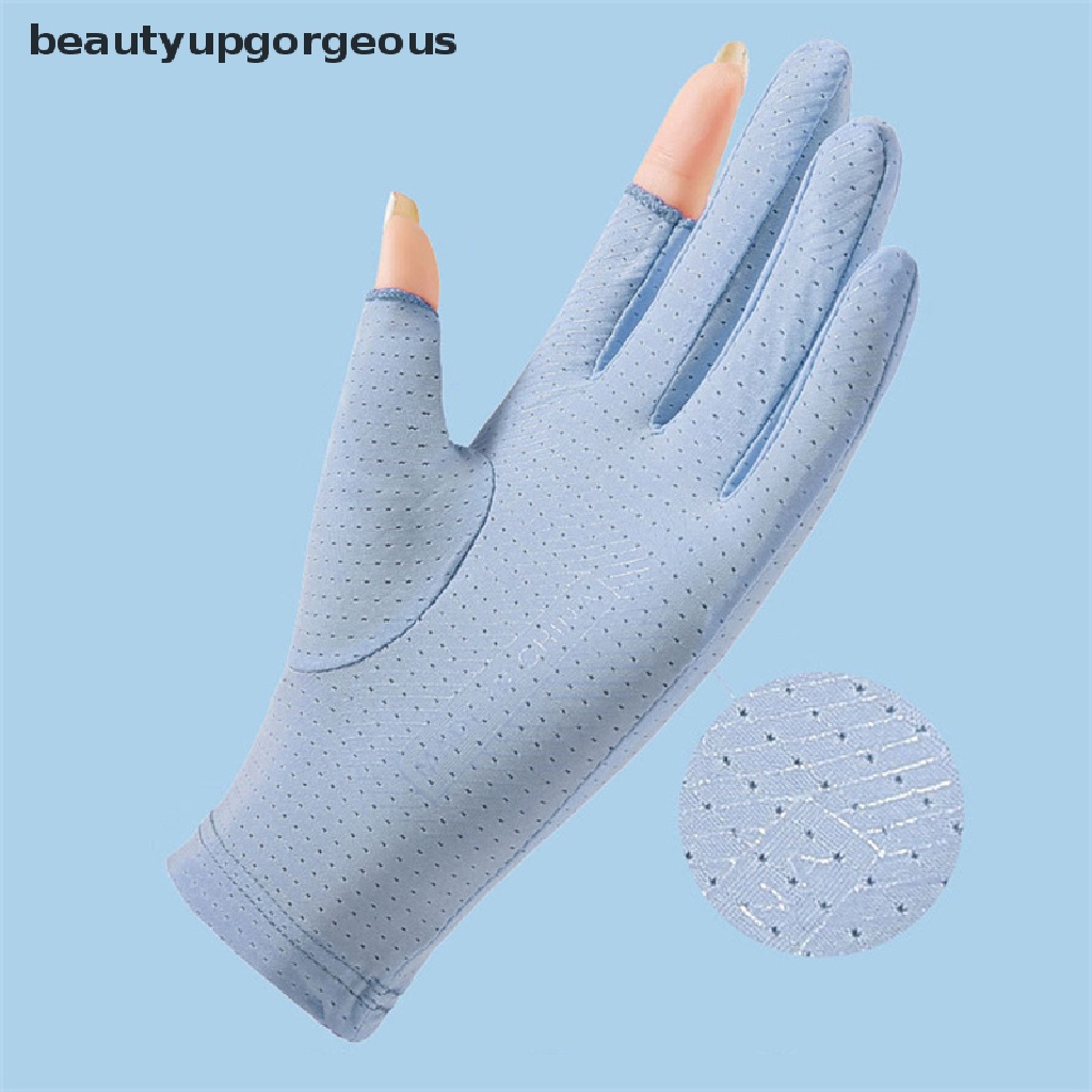 [Beautyupgorgeous] Găng Tay Lái Xe Bằng Lụa Lạnh Mỏng Phối Lưới Thoáng Khí Thời Trang Mùa
