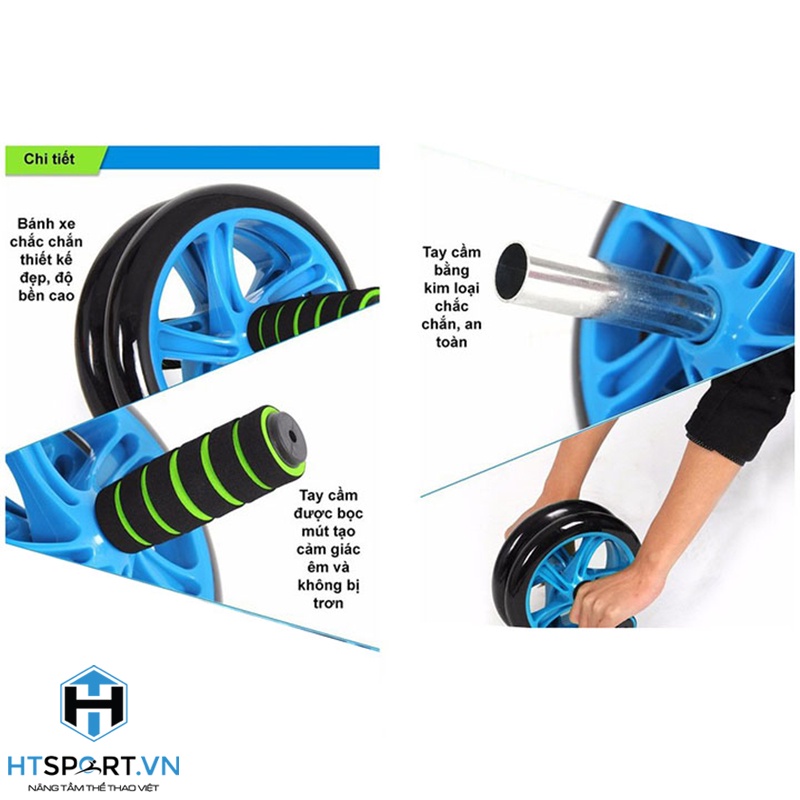 Con Lăn Tập Bụng, Dụng Cụ Tập Cơ Bụng Đa Năng AB 2 Bánh Gym Thể Thao Thể Hình Tại Nhà Cao Cấp