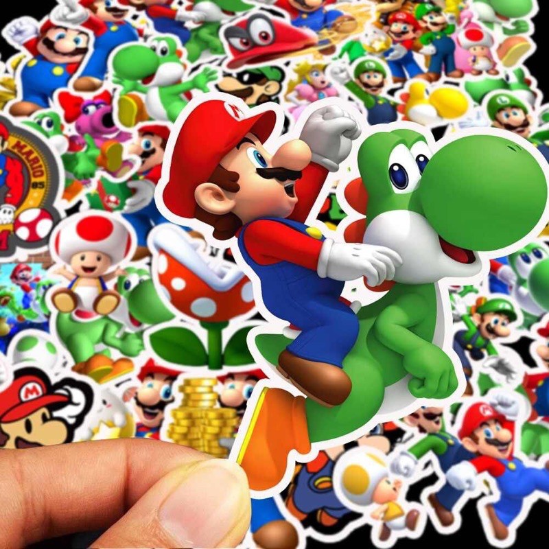 Sticker Super mario set 30-50 cái khácu ép lụa / hình dán Super Mario