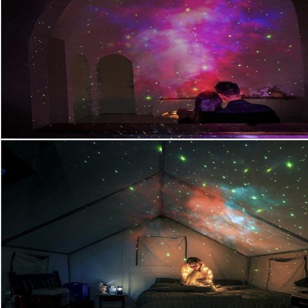 Đèn chiếu tạo hiệu ứng bầu trời sao thiết kế hình phi hành gia có đồ điều khiển tiện lợi cho phòng khách