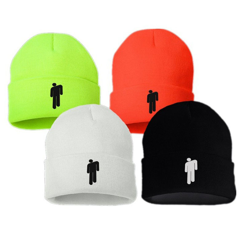 Mũ beanie màu trơn dạng thêu in hình phong cách hip hop