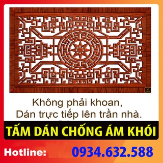 sx - TẤM DÁN CHỐNG ÁM KHÓI phòng thờ, dán lên trần nhà, không phải khoan - màu nâu gỗ