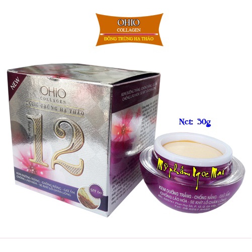 Kem OHIO collagen đông trùng hạ thảo 12 tác dụng dưỡng trắng chống nắng chống lão hóa se khít lỗ chân lông 30g