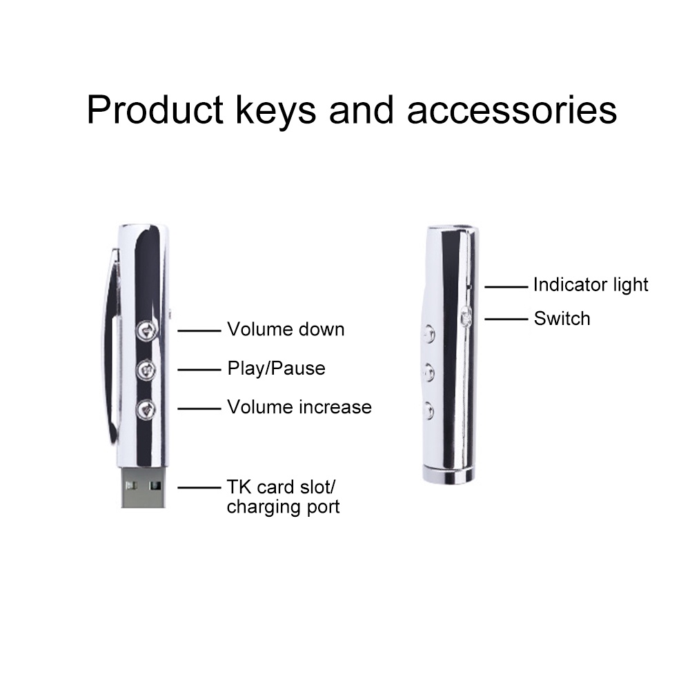 Máy nghe nhạc VIRWIR MP3 USB hỗ trợ thẻ TF 32GB với tai nghe 3.5mm