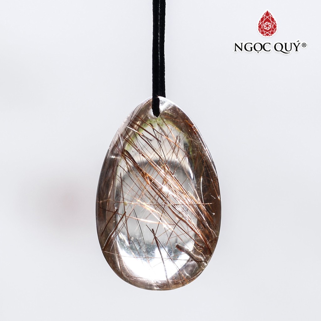 Mặt dây chuyền đá thạch anh tóc vàng giọt nước rutilated quartz - Ngọc Quý