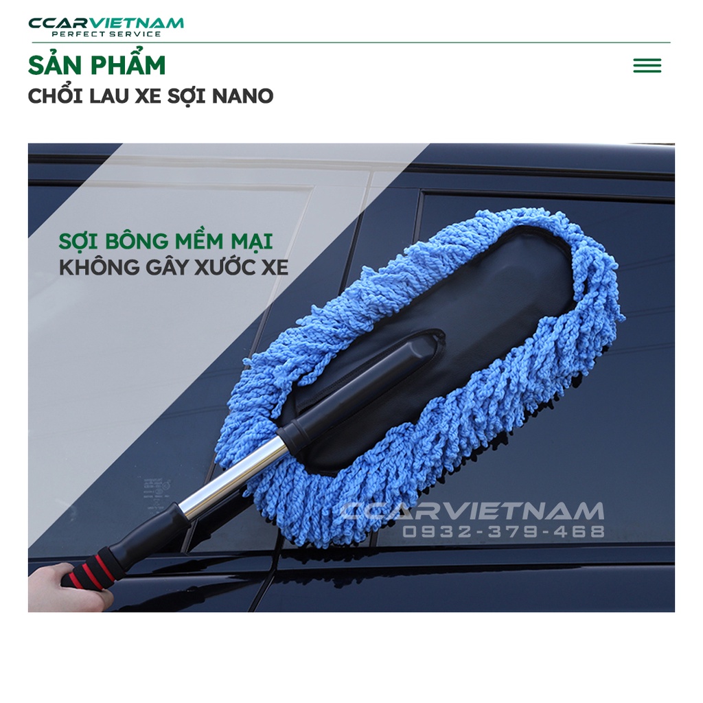 Chổi Nano Lau, Rửa Xe Ô Tô Chuyên Dụng, Cán Kéo Dài - Chổi Phủi Bụi Xe Hơi Đa Năng, Sợi Dầu Siêu Mịn